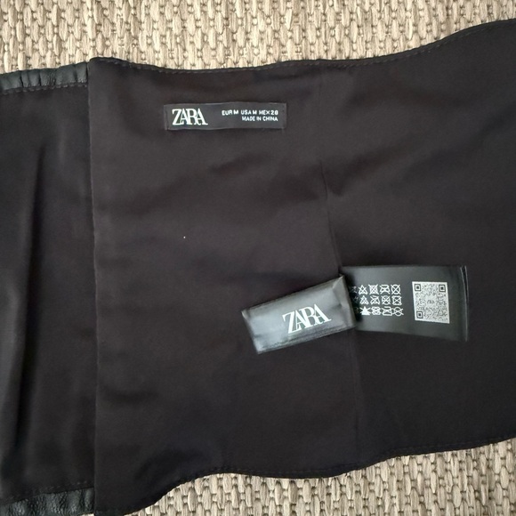 Zara Black Faux Leather Corset Zipper Belt Medium